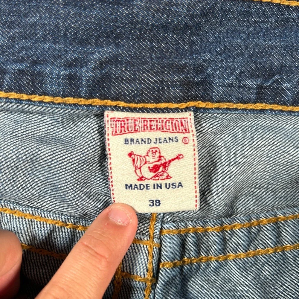 True‎ Religion Ricky Straight Jeans Mens 38 40x33 Flap Pockets Western USA Made